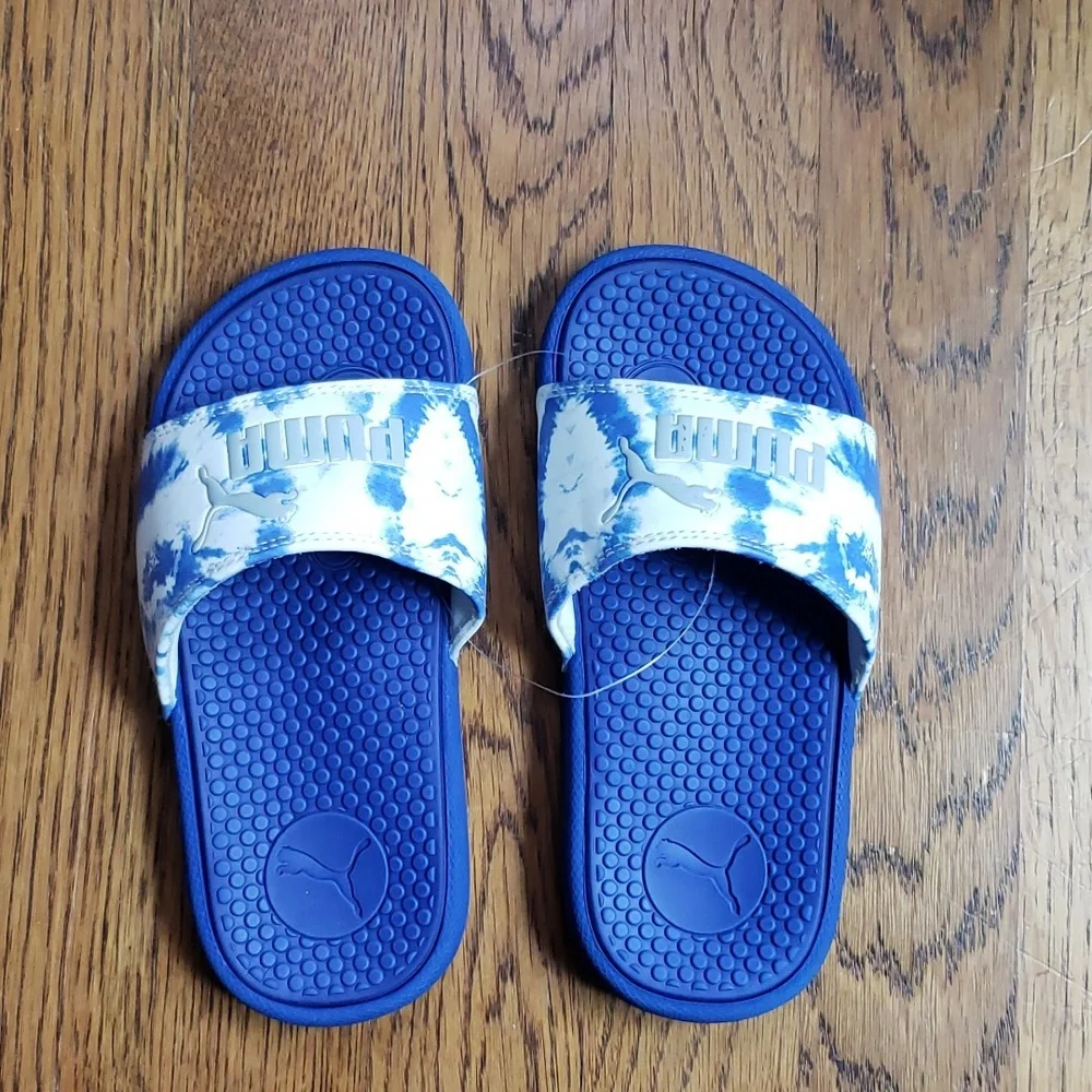 NEW Cool Cat Shibori Jr. Slide Sandal Blue Tie Dye Print Puma Kids Size 12